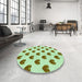 Round Patterned Mint Green Rug in a Office, pat669grn