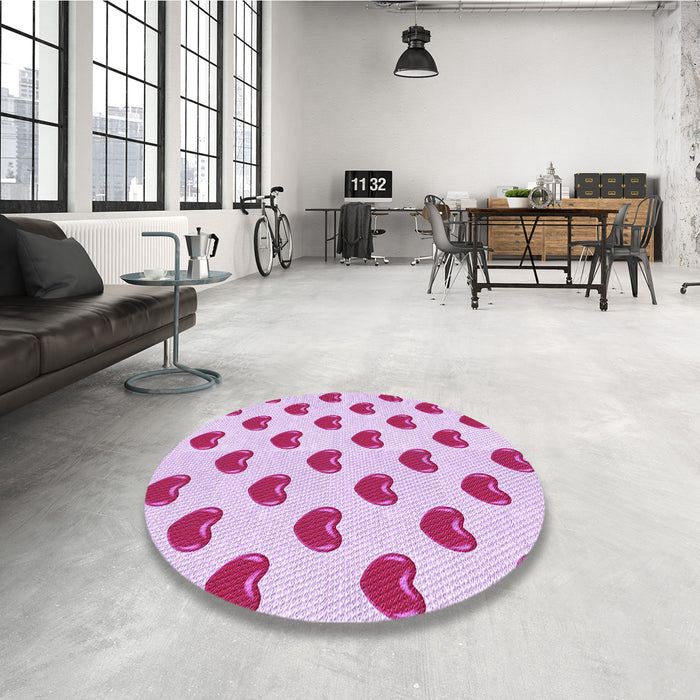 Round Patterned Neon Pink Rug in a Office, pat669pur