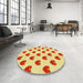 Round Patterned Neon Orange Rug in a Office, pat669yw