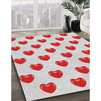 Patterned Cherry Red Novelty Rug, pat669