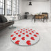 Round Patterned Cherry Red Novelty Rug in a Office, pat669