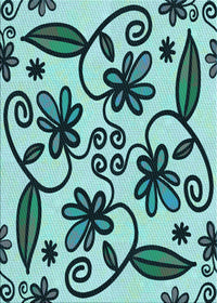 Machine Washable Transitional Medium Teal Green Rug, wshpat67lblu