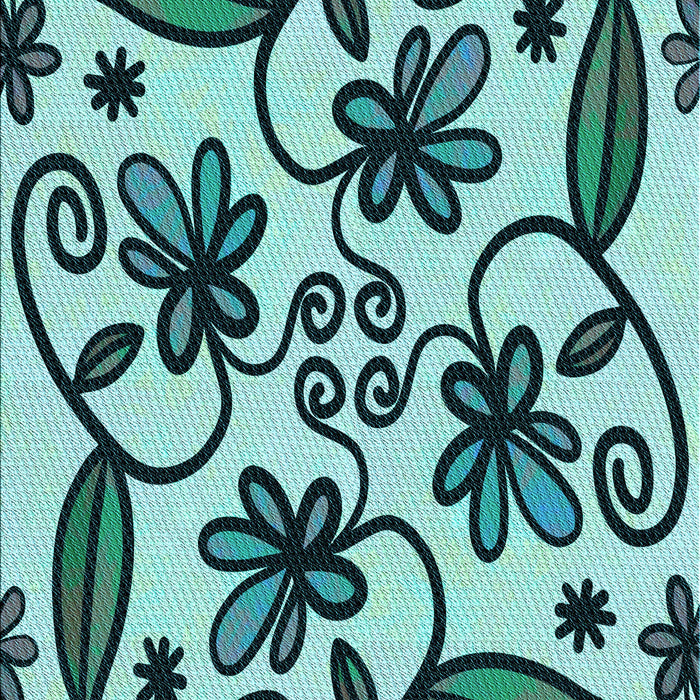 Machine Washable Transitional Medium Teal Green Rug, wshpat67lblu