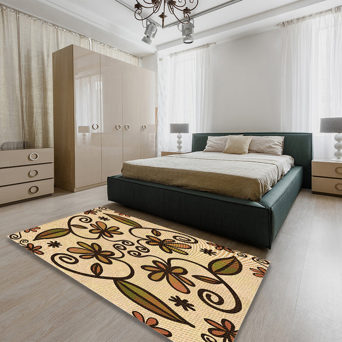 Machine Washable Transitional Dark Bronze Brown Rug in a Family Room, wshpat67org