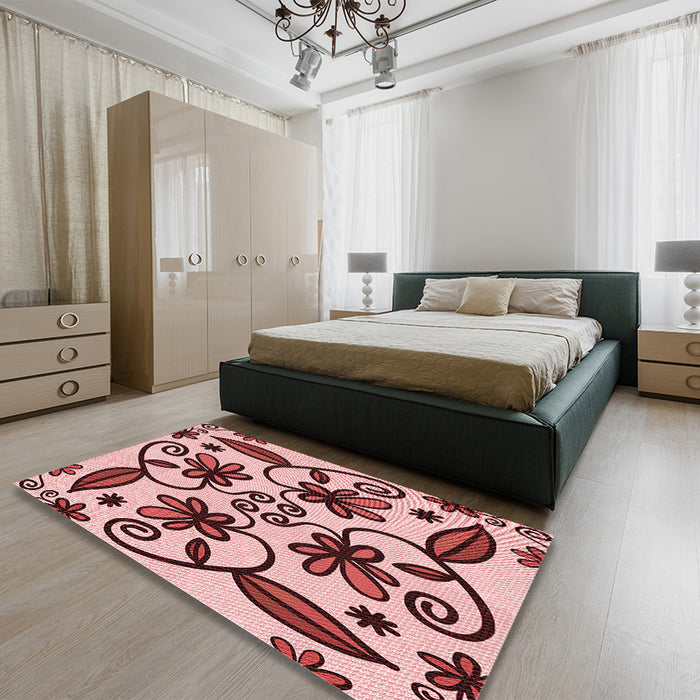 Machine Washable Transitional Pink Rug in a Family Room, wshpat67rd