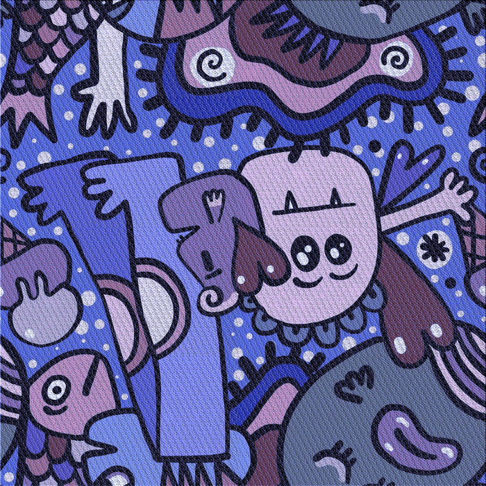 Round Patterned Blue Rug, pat670blu