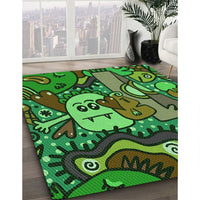 Patterned Dark Forest Green Rug, pat670grn