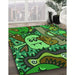 Machine Washable Transitional Dark Forest Green Rug in a Family Room, wshpat670grn