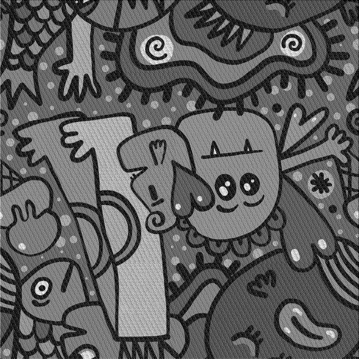 Round Patterned Gunmetal Gray Rug, pat670gry