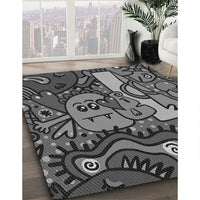 Patterned Gunmetal Gray Rug, pat670gry