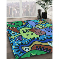 Patterned Mint Green Rug, pat670lblu