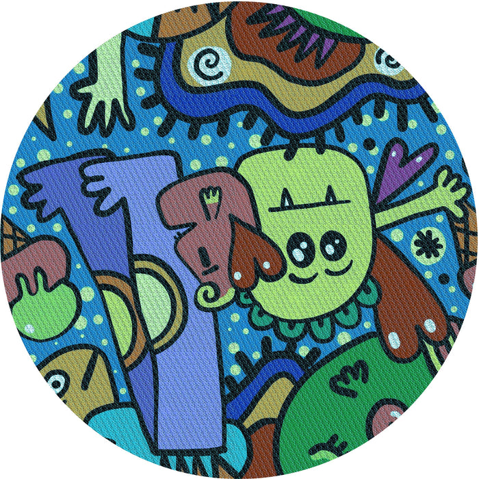 Square Patterned Mint Green Rug, pat670lblu