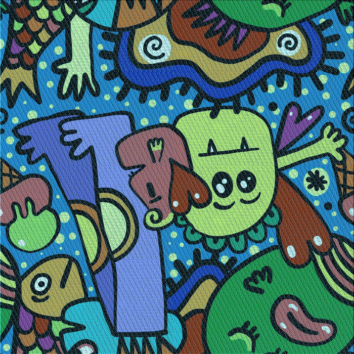 Round Patterned Mint Green Rug, pat670lblu