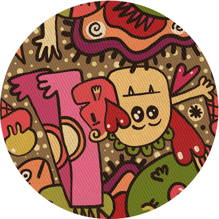 Square Patterned Saffron Red Rug, pat670org