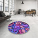 Round Patterned Medium Purple Rug in a Office, pat670pur