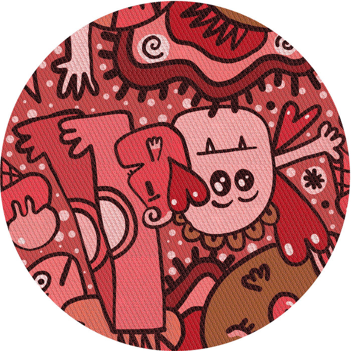 Square Patterned Cranberry Red Rug, pat670rd