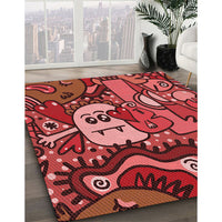 Patterned Cranberry Red Rug, pat670rd