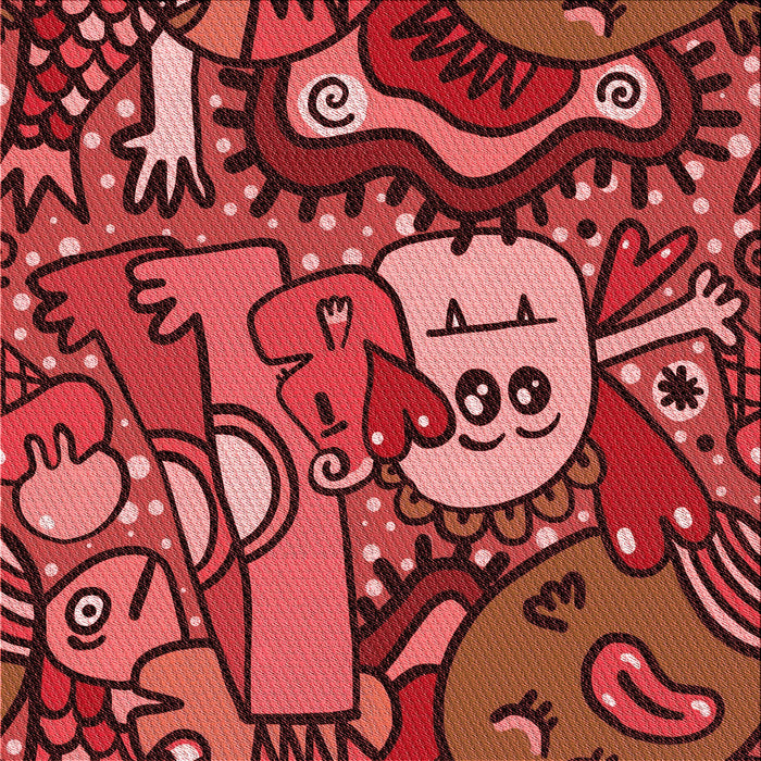 Round Patterned Cranberry Red Rug, pat670rd