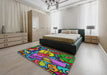 Machine Washable Transitional Green Rug in a Bedroom, wshpat670