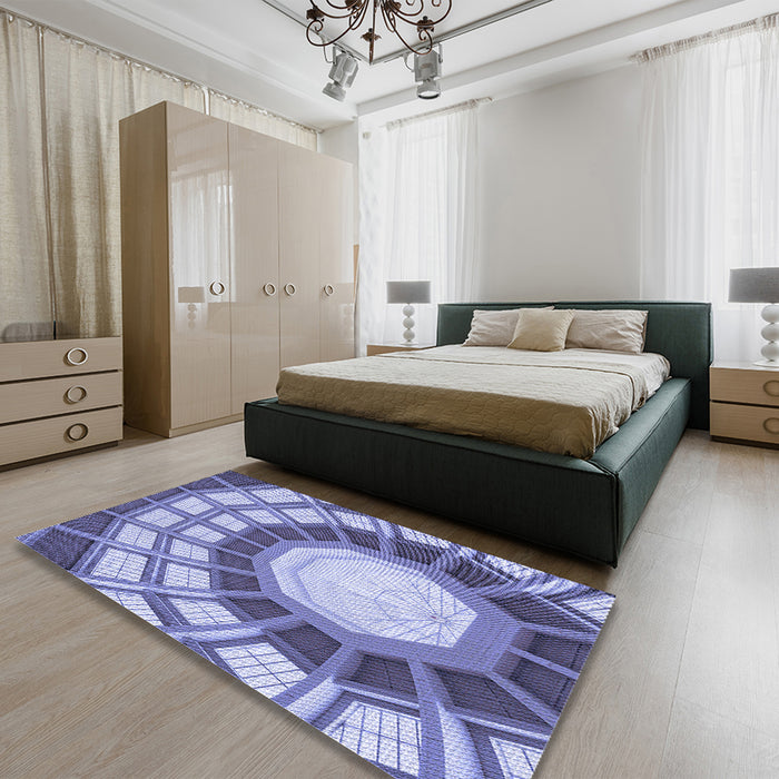 Patterned Deep Periwinkle Purple Rug in a Bedroom, pat671blu