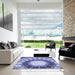 Square Patterned Deep Periwinkle Purple Rug in a Living Room, pat671blu