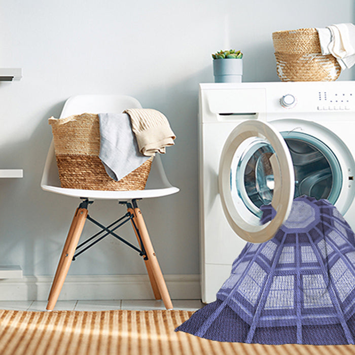 Machine Washable Transitional Deep Periwinkle Purple Rug in a Washing Machine, wshpat671blu