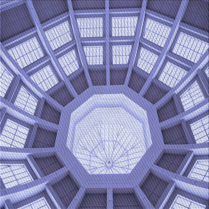 Round Patterned Deep Periwinkle Purple Rug, pat671blu