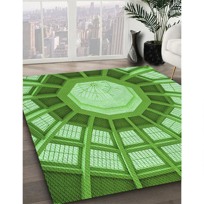 Patterned Green Rug in Family Room, pat671grn