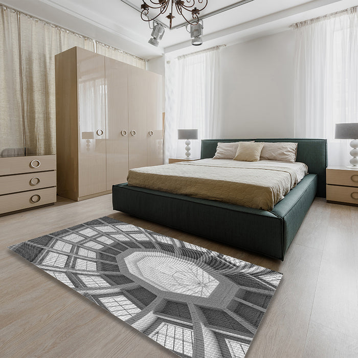 Patterned Cloud Gray Rug in a Bedroom, pat671gry