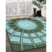 Machine Washable Transitional Pine Green Rug in a Family Room, wshpat671lblu
