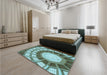 Patterned Pine Green Rug in a Bedroom, pat671lblu