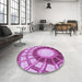 Round Patterned Violet Purple Rug in a Office, pat671pur