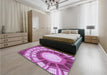 Patterned Violet Purple Rug in a Bedroom, pat671pur
