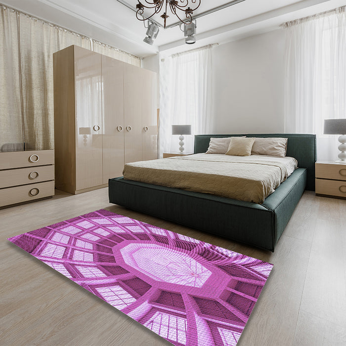 Patterned Violet Purple Rug in a Bedroom, pat671pur