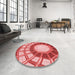 Round Patterned Light Coral Pink Rug in a Office, pat671rd