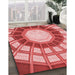 Machine Washable Transitional Light Coral Pink Rug in a Family Room, wshpat671rd