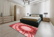Patterned Light Coral Pink Rug in a Bedroom, pat671rd