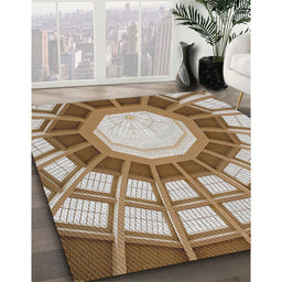 Patterned Saddle Brown Novelty Rug in Family Room, pat671