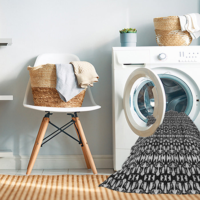 Machine Washable Transitional Midnight Gray Rug in a Washing Machine, wshpat672gry