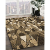 Patterned Metallic Gold Rug, pat674brn