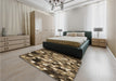 Patterned Metallic Gold Rug in a Bedroom, pat674brn