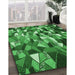 Machine Washable Transitional Deep Emerald Green Rug in a Family Room, wshpat674grn