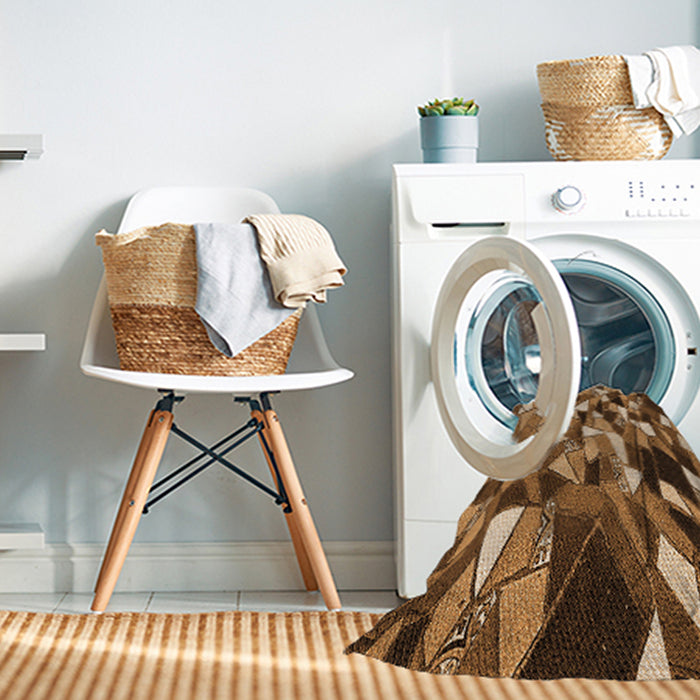 Machine Washable Transitional Red Brown Rug in a Washing Machine, wshpat674org