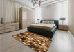 Patterned Red Brown Rug in a Bedroom, pat674org