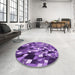 Round Patterned Purple Rug in a Office, pat674pur