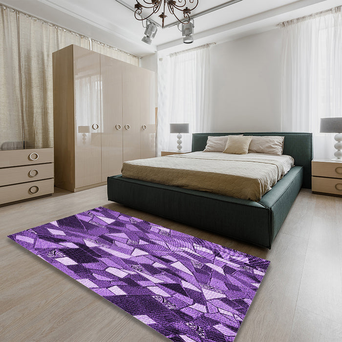 Patterned Purple Rug in a Bedroom, pat674pur