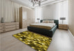 Patterned Yellow Rug in a Bedroom, pat674yw