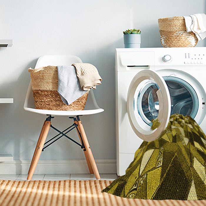 Machine Washable Transitional Yellow Rug in a Washing Machine, wshpat674yw