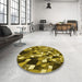 Round Patterned Yellow Rug in a Office, pat674yw