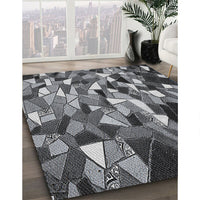 Patterned Dark Gray Novelty Rug, pat674